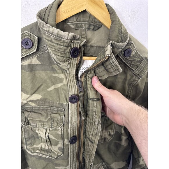 Abercrombie & Fitch Mens M Field Jacket Y2K Olive Green Camo Camouflaged Canvas - Picture 7 of 11